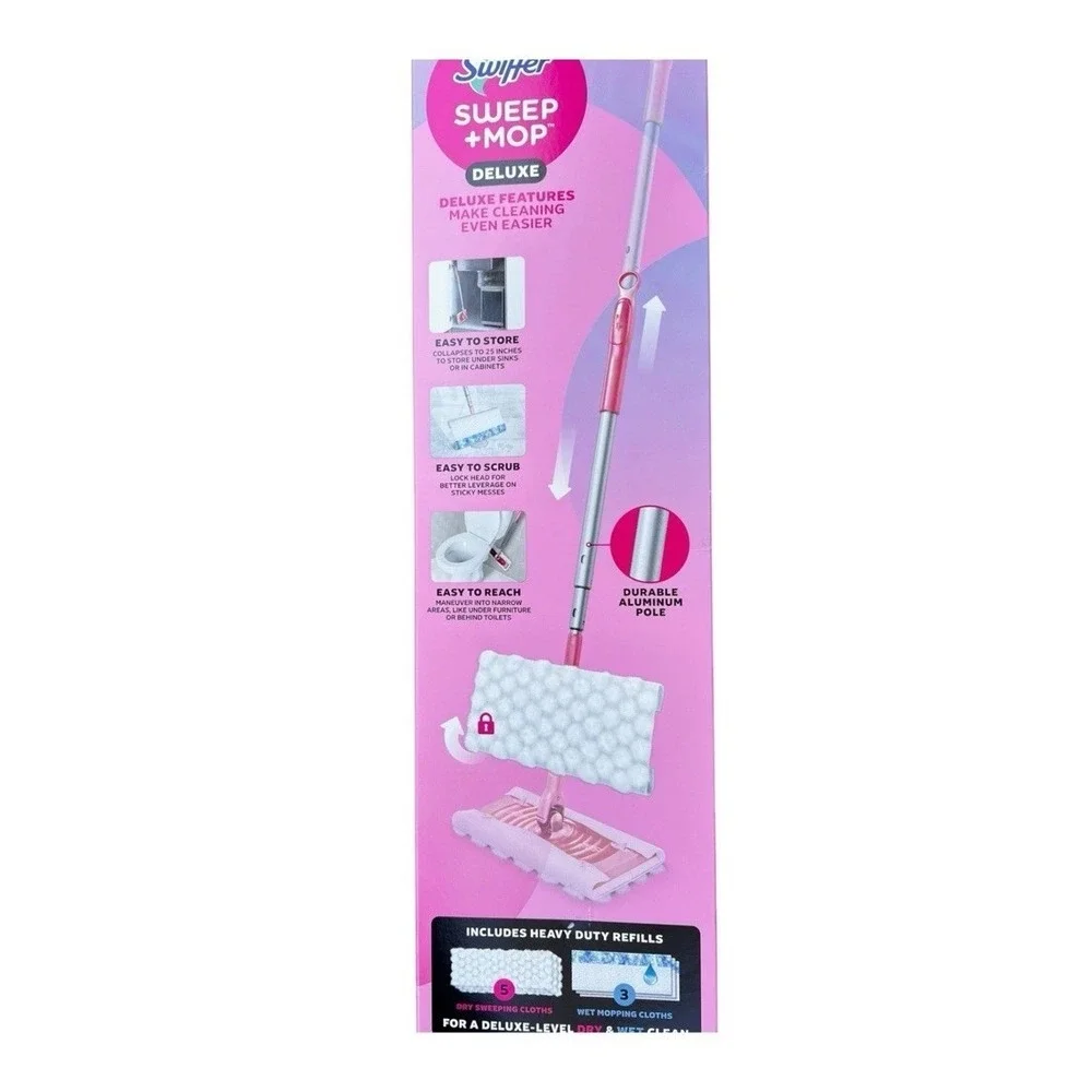 Swifter Wicked PINK Sweep & Mop Deluxe 2-in1 Kit Limited Edition HTF